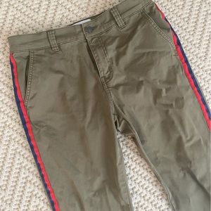 Current Elliott Green Khaki Stripe Pants